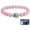 Love Attraction Bracelet: Rose Quartz & Evil Eye Hamsa for Emotional Balance ? Gift for Men & Women