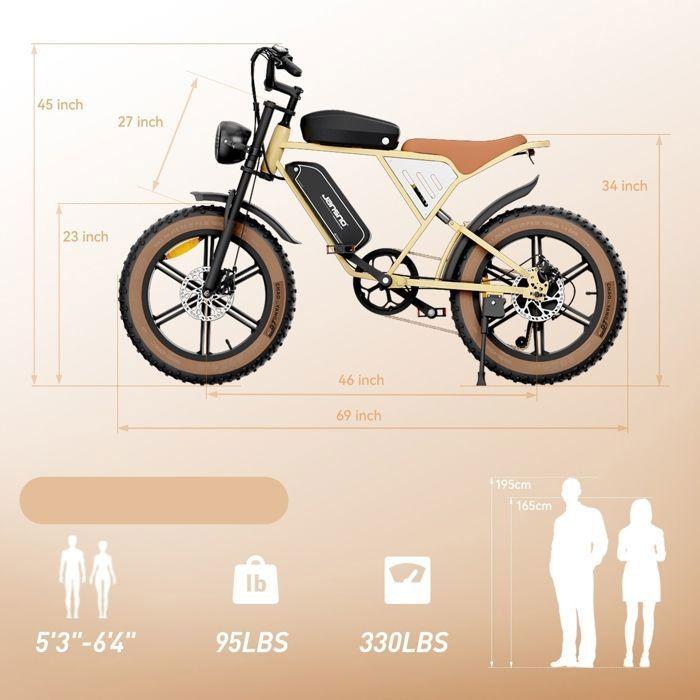 Bicicletta elettrica - JANSNO - X70M - Motore 750W - Doppia batteria 48V - 80 km di autonomia - nero - Velocità max 45km/h