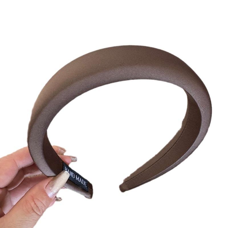 Elegant Textured High Crown Headband for Women - Solid Color Sponge Hair Accessory
