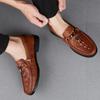 Fashion Stylish Mens Slip on Walking Shoes High Quality Men Casual Footwear Genuine Leather Men Handmade Loafers All-match Dress Shoes