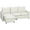 3-Seater Modular Corner Sofa In Breathable Leather-Effect Fabric with Footstool Storage, Cushions, Cream