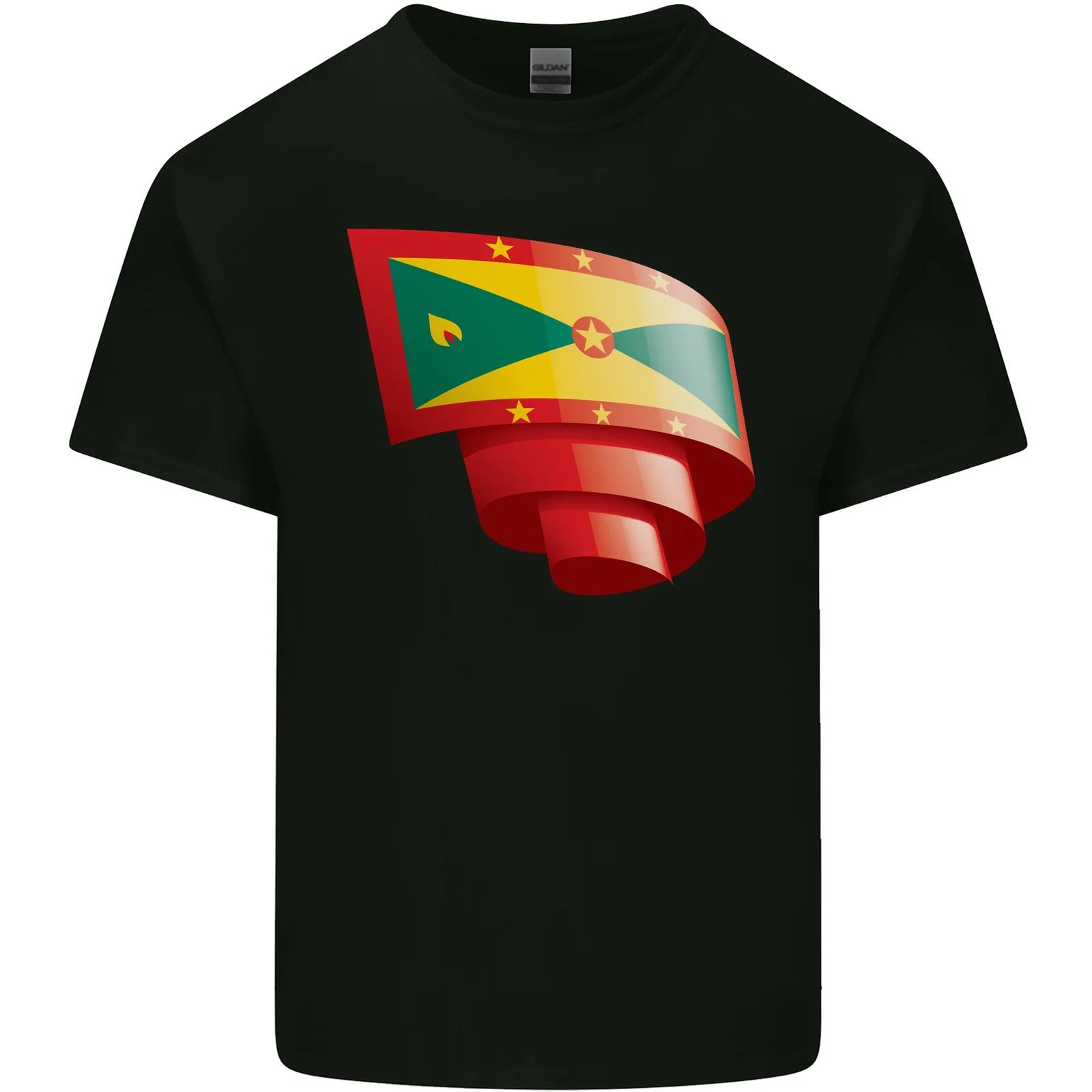Curled Grenada Flag Grenadians Day Football Kids T-Shirt Childrens 2XL