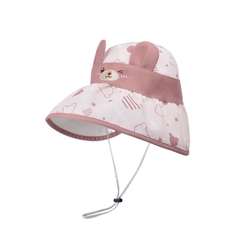 Lovely Cartoon Bear Kids Sun Cap With Wide Brim For Girls Summer Beach Hat