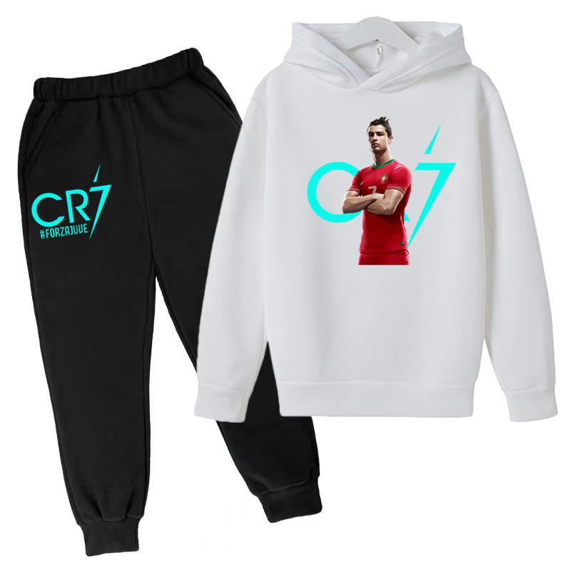 TZWYChildren's Clothing Coat CR7 Brand Casual Competition Sportswear Boys Girls Letter Printed Hoodie/trousers 2P Sports Jogging Set