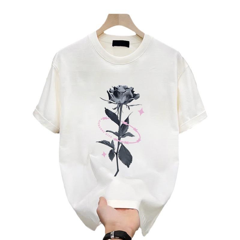 High-End Short-Sleeved T-Shirt Men'S Trendy Brand Loose Heavy Round Neck Cotton Top T-Shirt Men'S