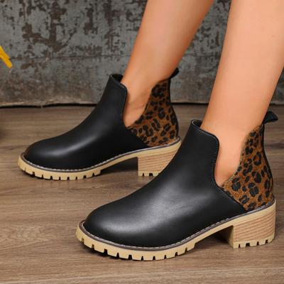 Mode Nouvelle Mode Slip-on Extérieur Bottines Femme 2024 Haute Qualité Extérieur Résistant à l'Usure Bout Pointu Léopard Bottes Femme