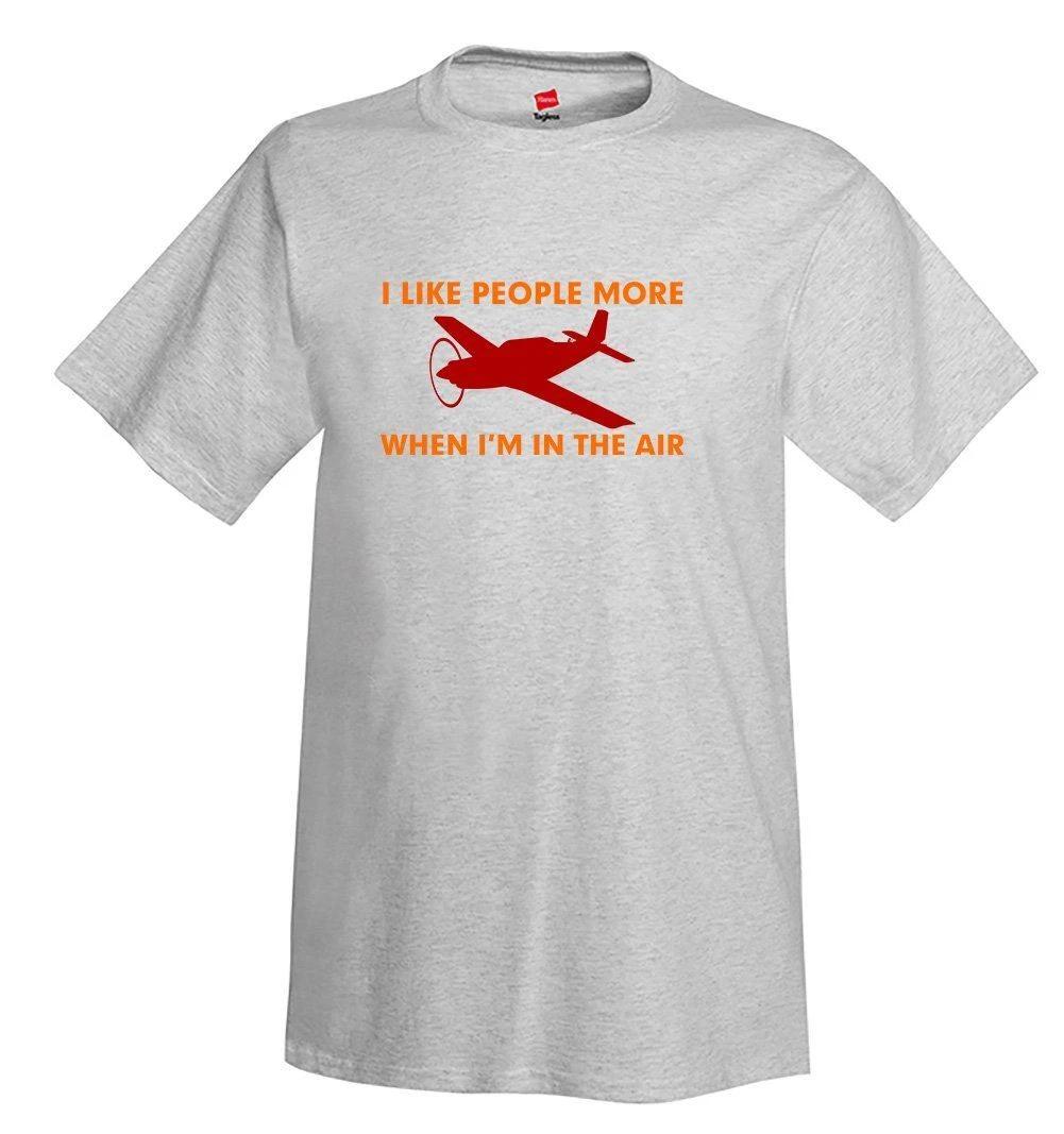 I Like People More Airplane Aviation T-Shirt M