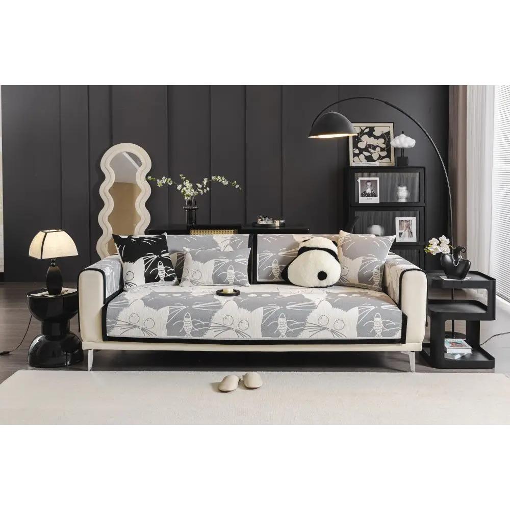 

Осенний дом Нескользящий диван Подушка Чехлы для дивана Коврик Чехол из шенилла с принтом кота Коврики для дивана Funda 70X70