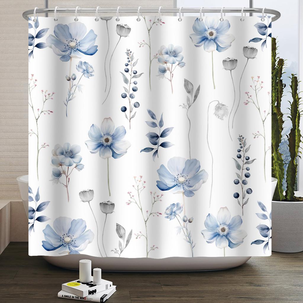 Bathroom Curtain with Fabric 180x180 Colorful Floral Spring Blossom Tree Boho Bathtub Waterproof Shower Curtains With Hooks