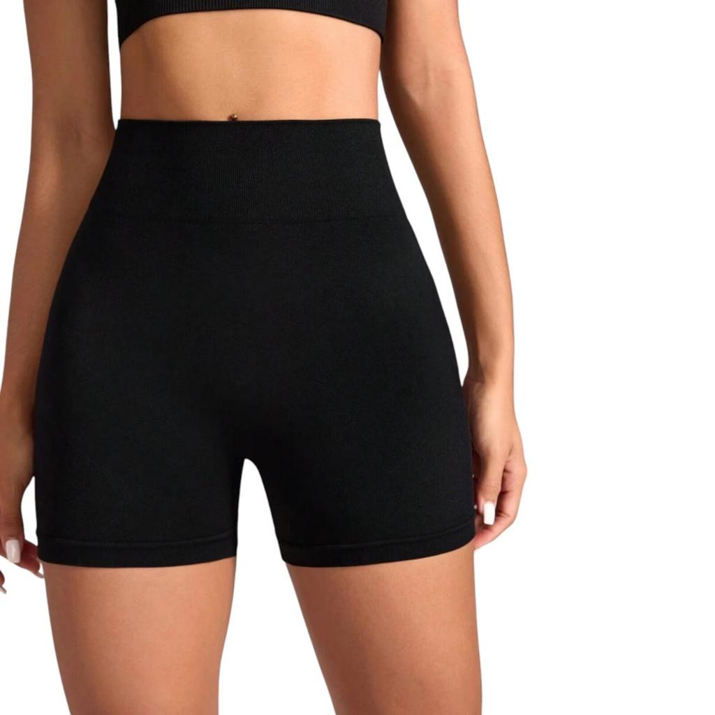 Colanti Scurti Push Up High Waist - Women's Fitness Leggings, Black, One Size
