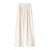 Women's 2025 Summer Lace Patchwork Ice Silk Wide-Leg High-Waist Pants