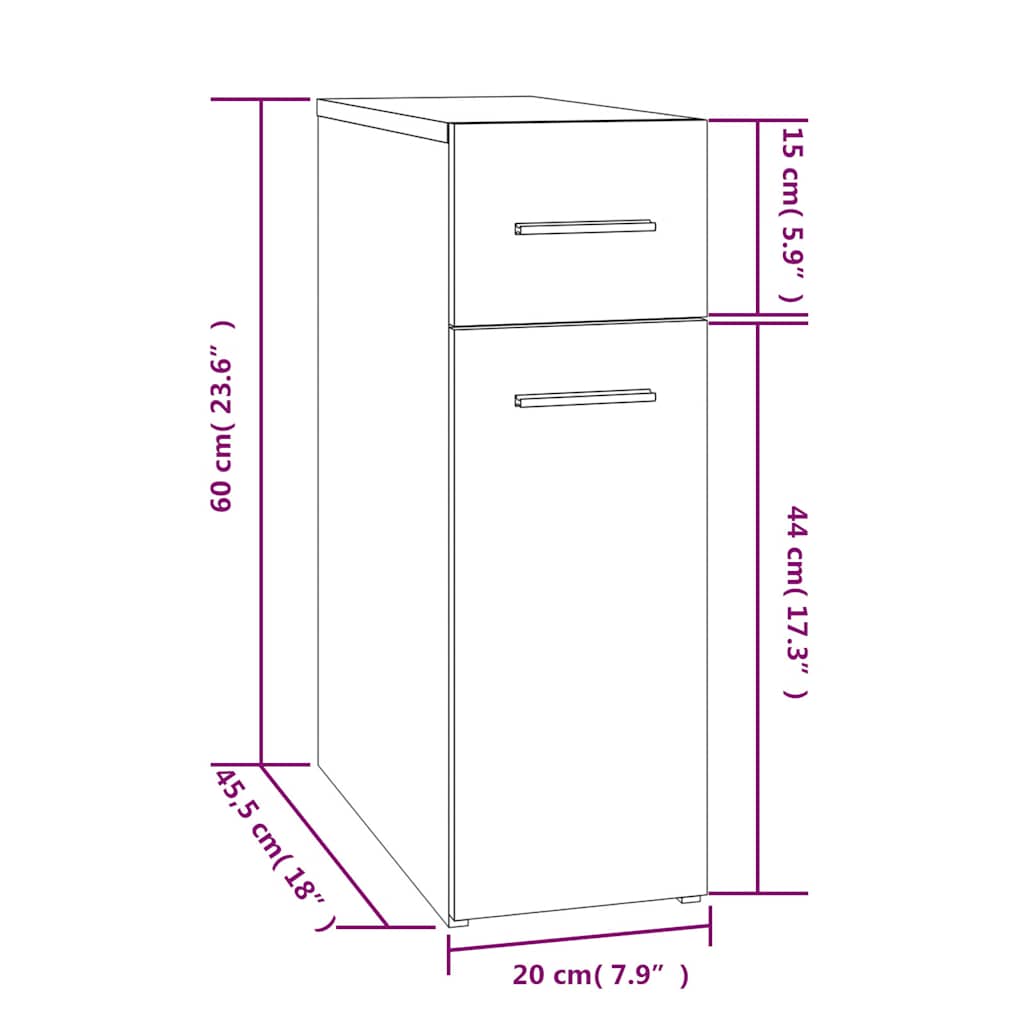 Pharmacy Cabinet Grey Sonoma 20 x 45.5 x 60 cm Particleboard