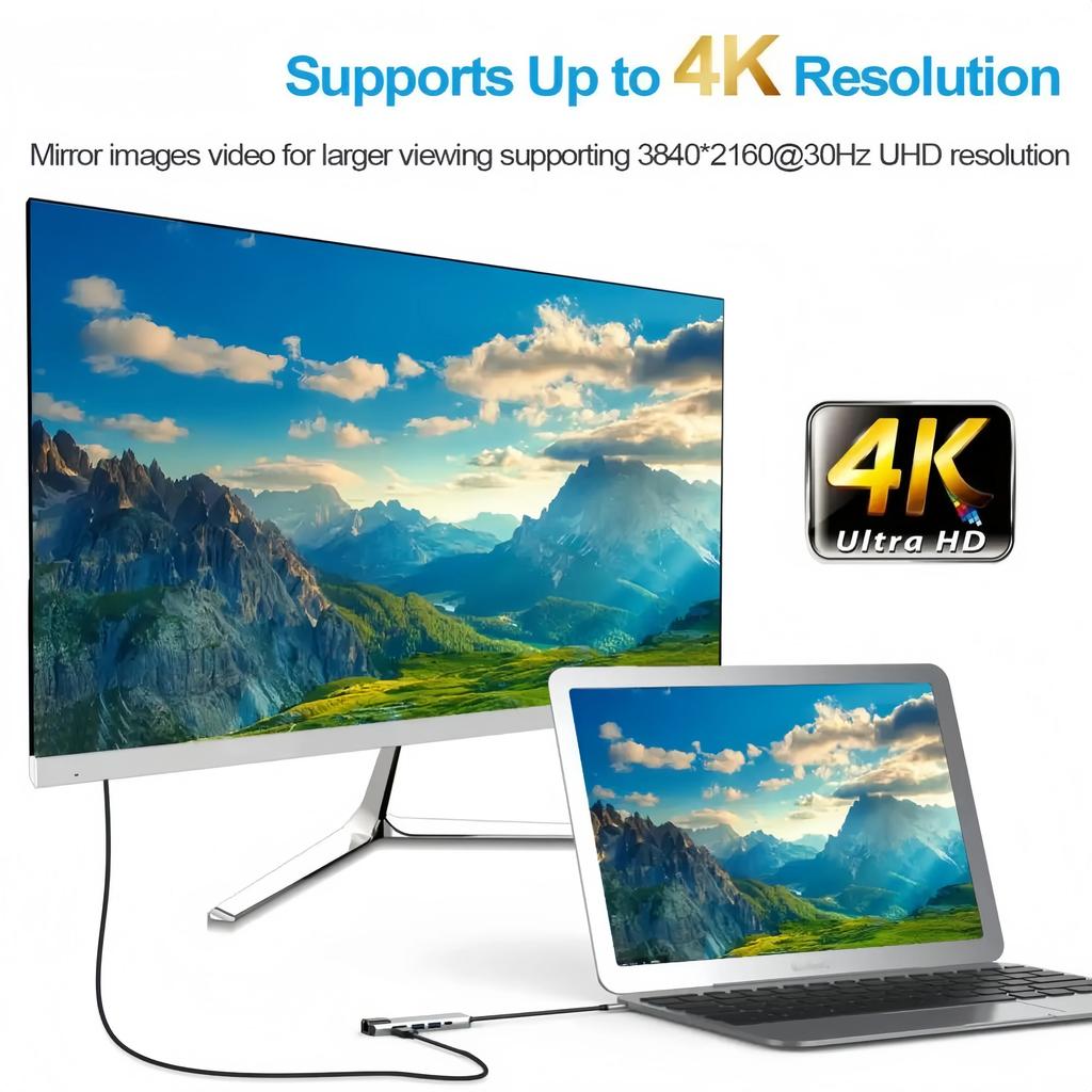 5 prievadų USB C dokas C tipo į HDMI 4K/RJ45 100M skirstytuvas USB 3.0 5Gbps didelės spartos USB C HUB adapteris nešiojamam kompiuteriui Macbook