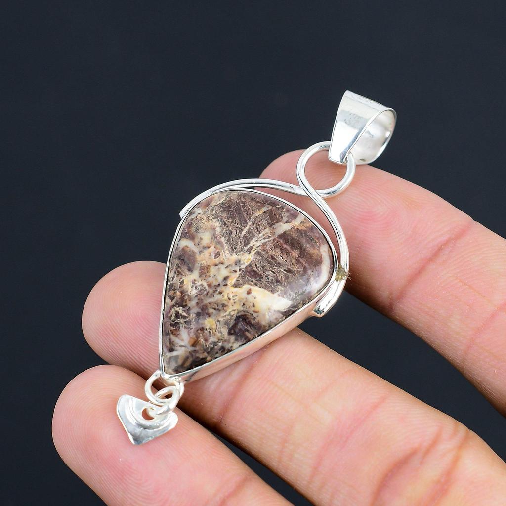 Sisters Day Deal Sterling Silver Natural Coconut Jasper Birthday Pendant Jewelry