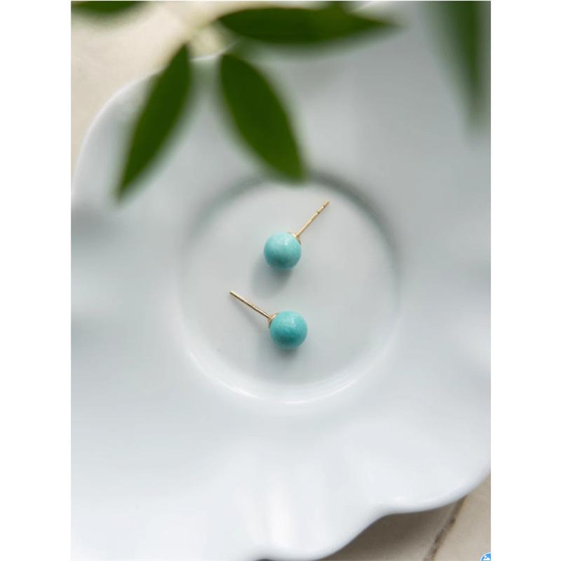 Einzigartiger Türkis-Ohrschmuck Mini Blaue Edelstein-Ohrringe Exquisiter Schlichter Stil Schmuck