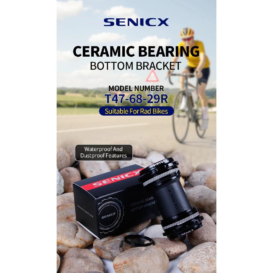 SENICX T47 Ceramic Bottom Bracket 68mm Shell Width Road Bike Central Movement Fit fo SRAM DUB Crankset with 28.99mm Dustproof BB