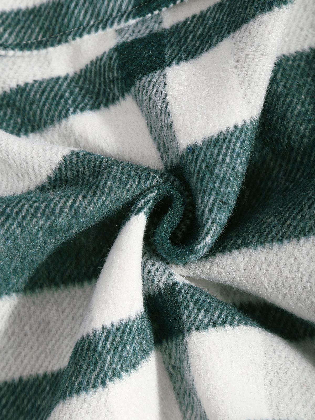 ZAFUL Мужская повседневная клетчатая рубашка с узором спереди и пуговицами на кармане — фото 5