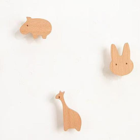 Wooden Wall Hook Lightweight Adhesive Hook with Natural Wood Grain Design Hook for Items Kids Schoolbags Hats Scarves