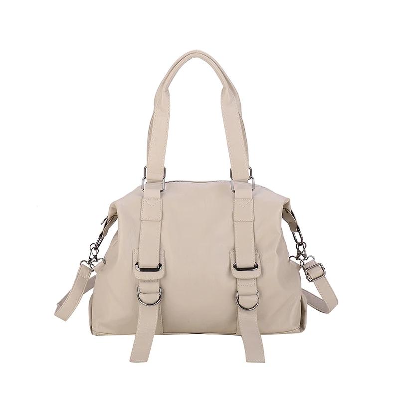 Women's Solid PU Soft Shoulder Bag Interior Zipper Pocket Casual Bags Large Capacity High Quality Fashion