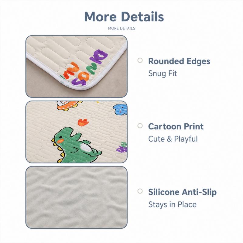 Reusable Waterproof Incontinence Bed Pad With Absorbent Layer, Non-Slip Backing, Cartoon Print Mat For Children, Adults, Elderly, Pets And Home Use
