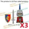 N501U-504U Medieval Castle Knight Building Blocks Figures Four Side UV Printing King Warhorse Weapons Accessories Toys Kid Gifts