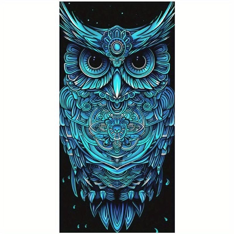 

Beach Towel Gorgeous Blue Owl Pattern Sun Protection Windproof Suitable for Swimming Pool Camping Travel Blanket W30*H60(CM)