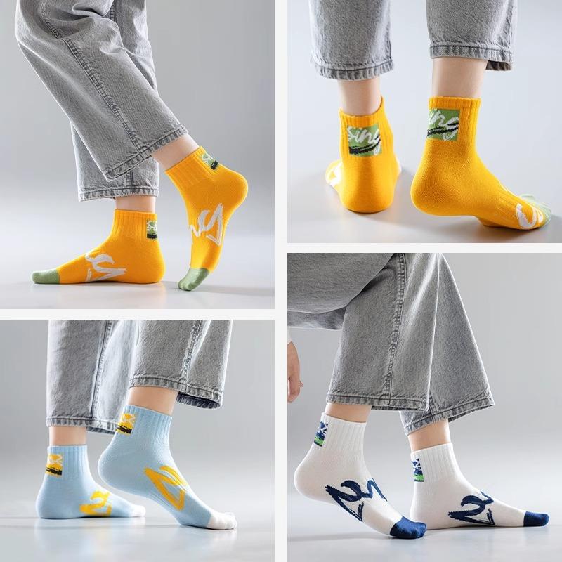 5 Pairs of Boys Spring and Summer Pure Cotton Comfortable Sports Sweat Absorption Deodorizing Tube Socks