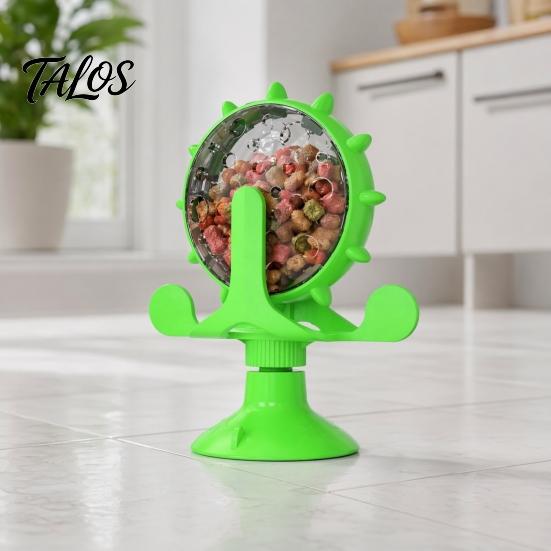 Talos Windmill Cat Treat Dispenser, Interactive Rotating Food Dispenser Toy, Suction Cup Fun Puzzle Feeder for Indoor Cats Solo Play, Mental
