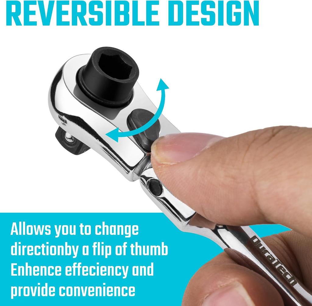 Xiaomi 1/4'' Drive Ratchet Handle 2-in-1 Chrome Vanadium Steel Multi-Purpose Reversible Resilient Head Ratchet Wrench Ratchet Handle