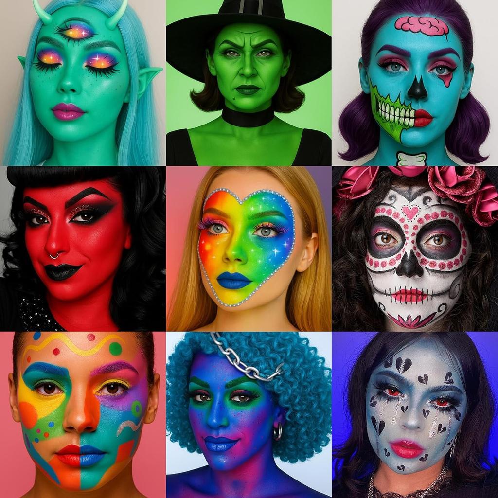 Paleta farb do malowania twarzy i ciała Athena, 20 kolorów, duża, czarno-biała, profesjonalna, do tatuaży błyskowych, Halloween, SFX, imprezowa, artystyczna, kostiumowa, festiwalowa, sceniczna, cosplay