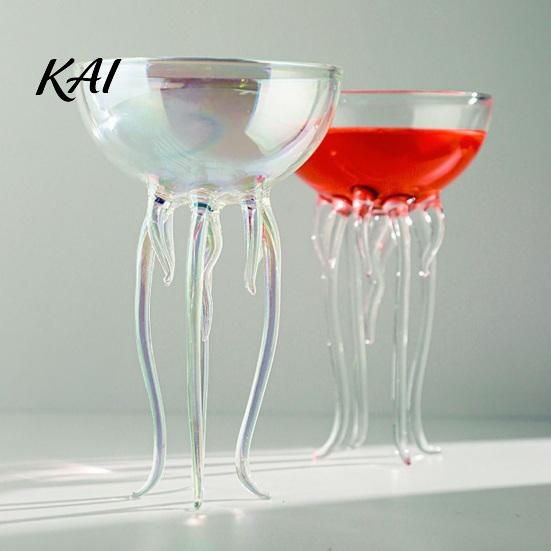 Stylish Stemmed Glass Octopus Tentacle Wine Goblets, Jellyfish Shape Cocktail Glass, Artistic Stemware for Multi-functional Wine, Cool Bar Decor,