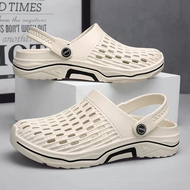 

Fashion Beach Shoes for Men with Platform Height Hole Buy Adult Open Toe Original Trend 2025 Non-slip Luxury H Number 41 Pvc Man Sandals 45