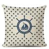 Blue Stripe Compass Boat Cushion Cover Nautical Style Decorative Cushions for Sofa Linen Pillow Case Home Decor Pillow Cover