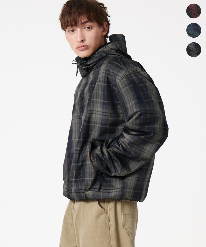 TRILLION City Utility Check Hooded Windbreaker_3Color