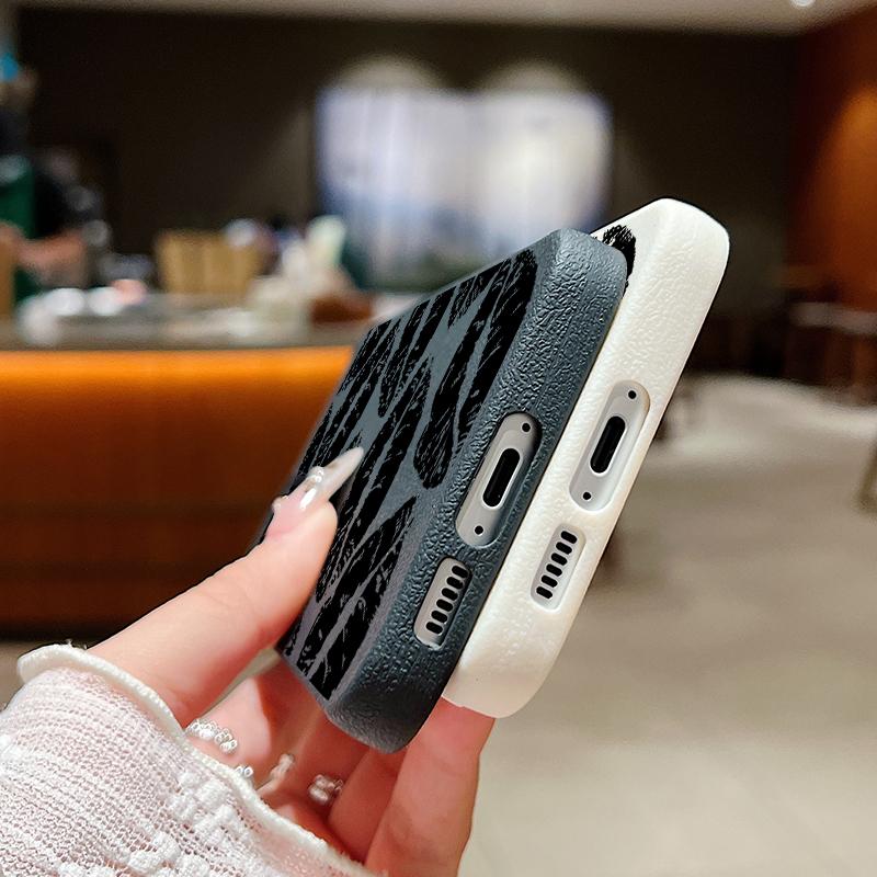 Black Lip Print Leather Texture TPU Case For Samsung Galaxy S24 FE S23 S22 Ultra A16 A55 A15 A54 A35 A25 A14 5G Soft Phone Cover
