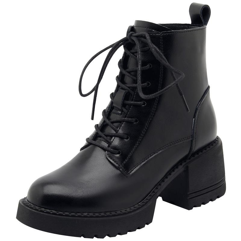 Martin boots women's 2025 lace-up autumn new single boots thin British style thick heel short boots thick-soled versatile thin boots