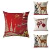 Vibrant Christmas Xmas Linen Cushion Cover With Invisible Zipper For Easy Cleaning
