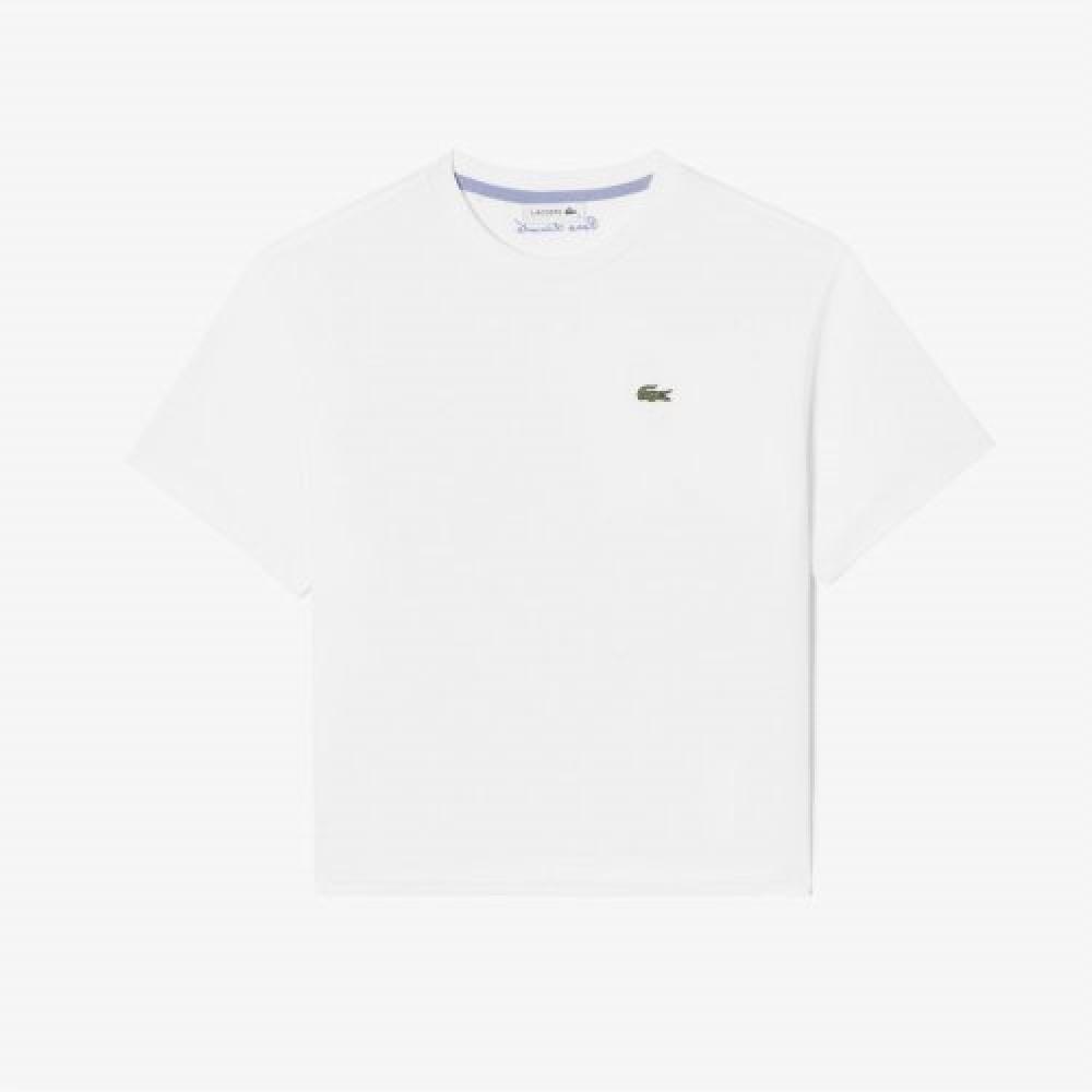 

LACOSTE Женская футболка свободного кроя с короткими рукавами [белая]