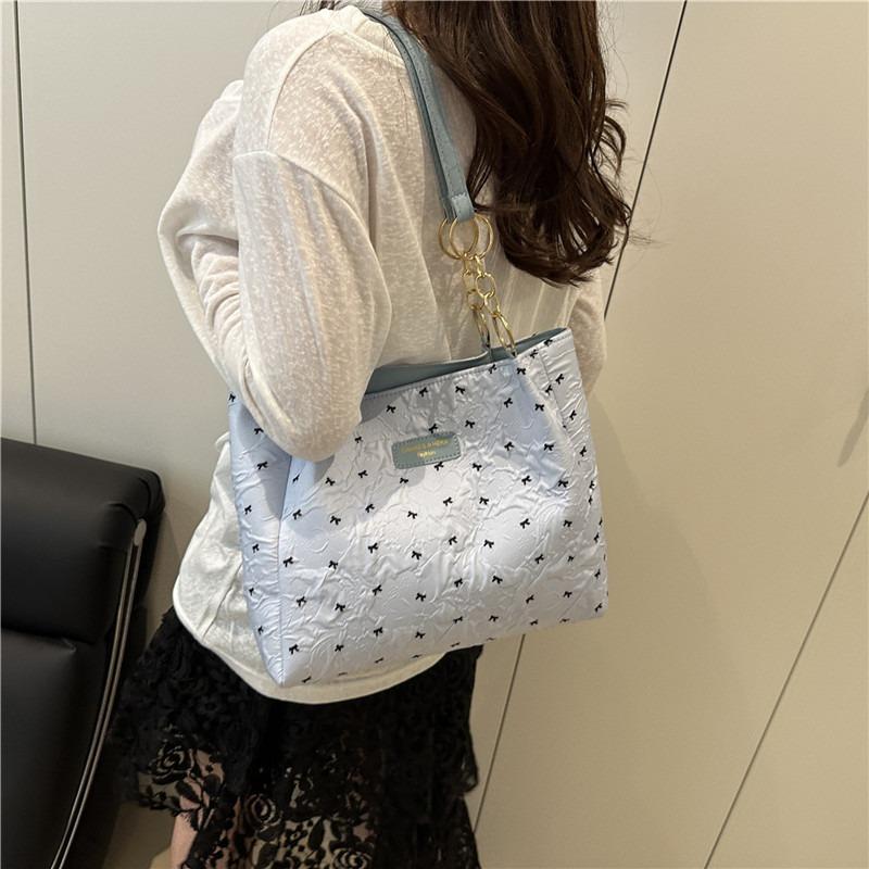 Sweet Tote Bag Women's New Summer Bow Shoulder Bag Literary and Casual Versatile Large-capacity Handbag