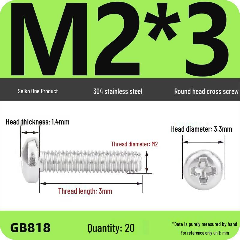 Phillips Pan Head Machine Screws, 304 Stainless Steel, Sizes M1-M10