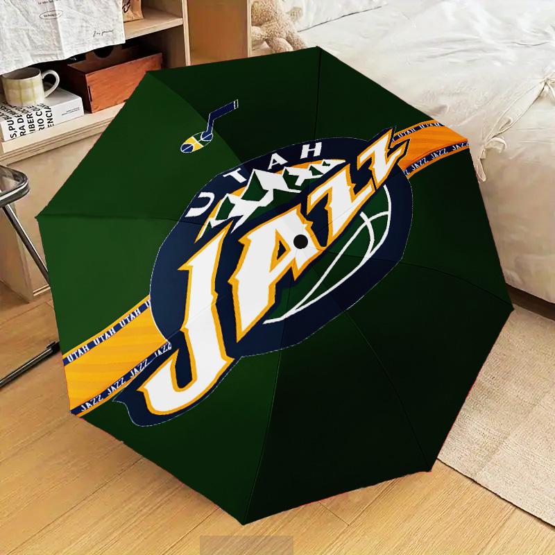 Jazz Basketball Team Umbrella Folding Umbrella, Automatic Umbrella 8-Frame for Travel, Camping Use Gift for Halloween Christmas