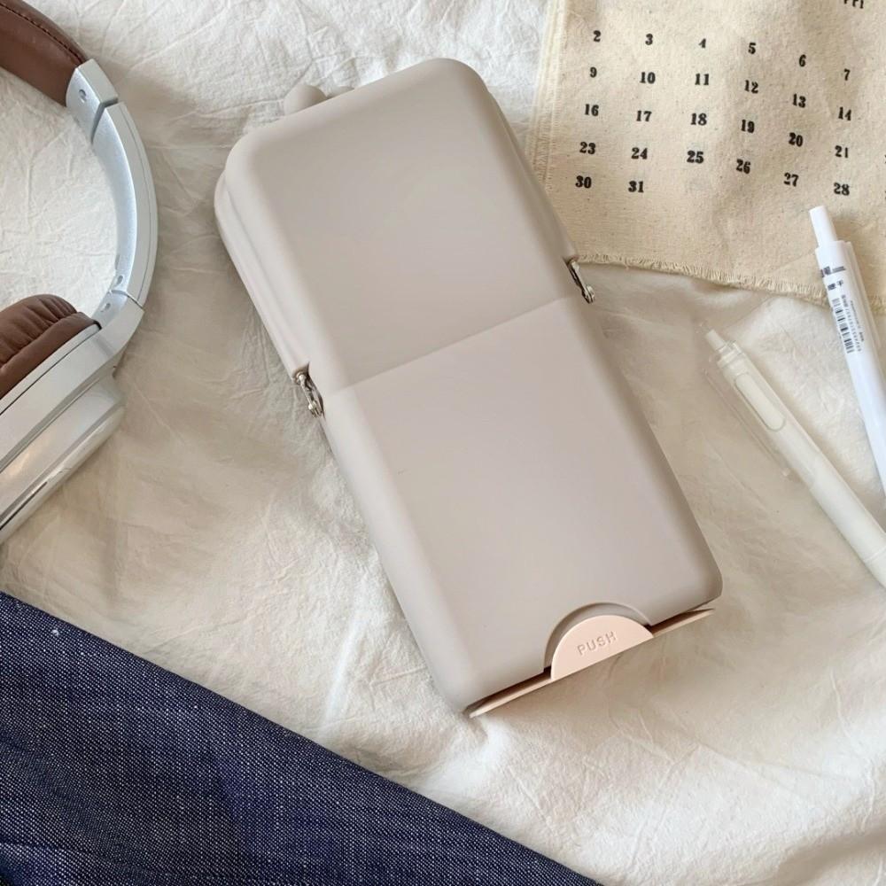 Foldable Stationery Box Silicone Pen Organizer Portable Makeup Brush Holder Makeup Brush Storage серый