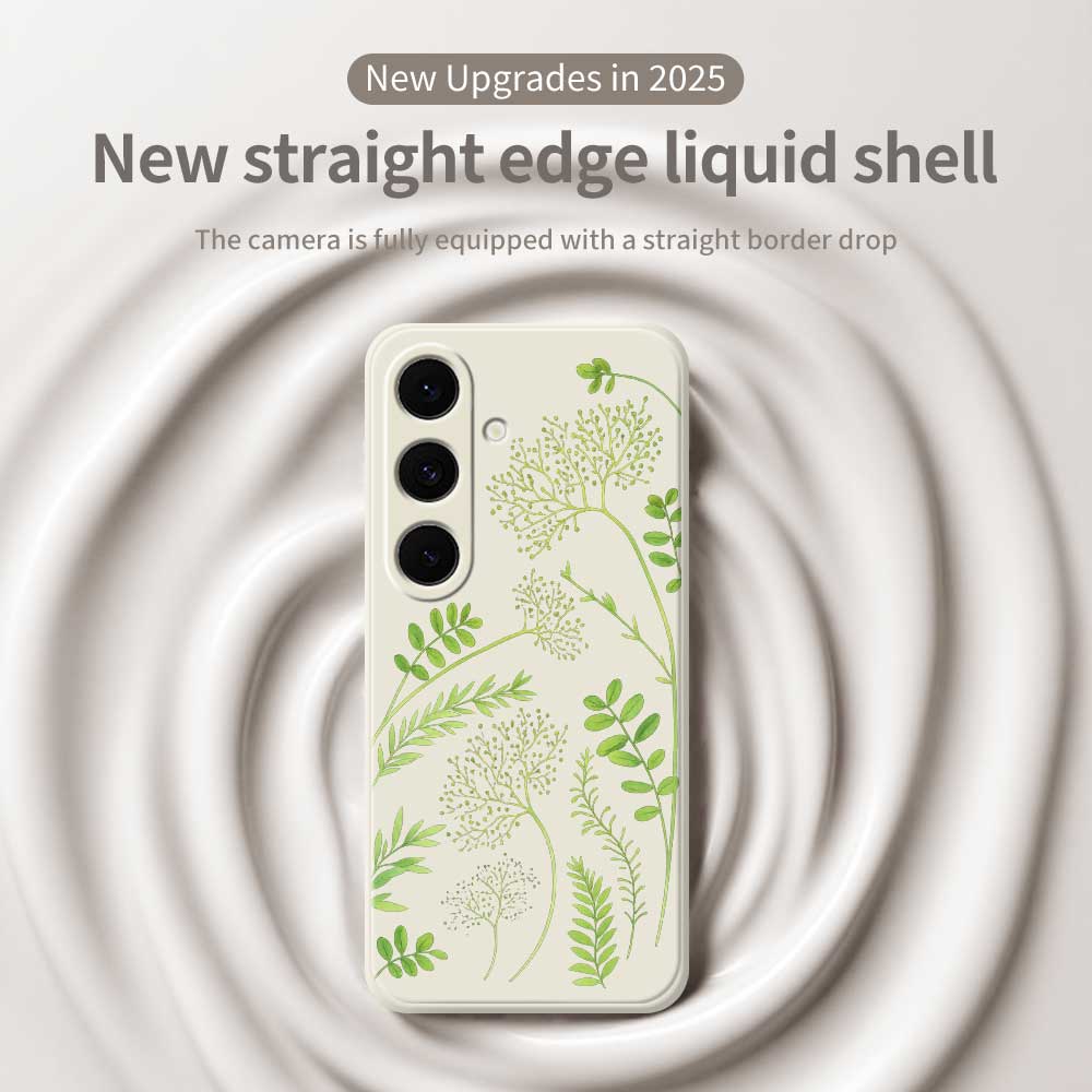 For Samsung Galaxy S25 FE Case Leaves Pattern Printing Straight Edge TPU Phone Back Cover