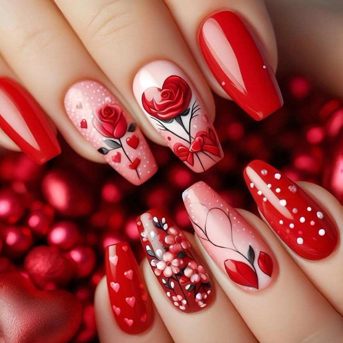 

Spring & Summer Medium-Length Removable Nail Stickers - 24 Boxed False Nails