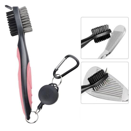 Golf Club Cleaning Brush with Carabiner Nylon Bristles Design Reusable Portable Golf Equipment Brush Cleaning Tool