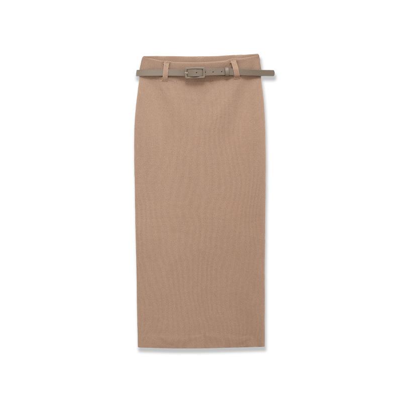 2025 Summer Women s High Waist Knit Skirt with Belt in European and American Style Medium