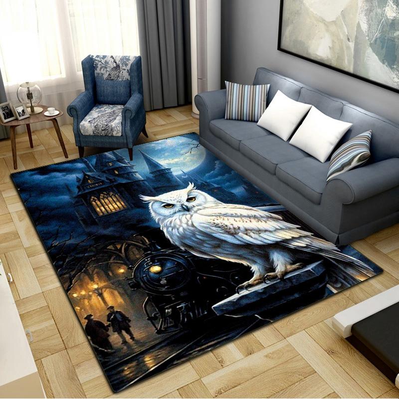 Magic School Owl Carpet Rug for Living Room Bedroom Home Sofa Decoration,Kids Play Non-slip Floor Mat