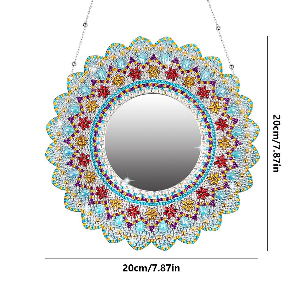DIY Round Diamond Painting Mirror Mandala Diamond Embroidery Mosaic Cross Stitch Makeup Mirror Bedroom Home Decoration Gifts