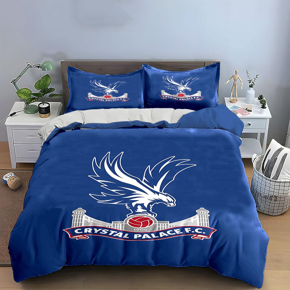 Blue Crystal Palace FC Bedding Bedding Duvet Cover Set Duvet Cover Pillowcases (1 * Duvet Cover 2 * Pillowcases, Without Duvet Insert)