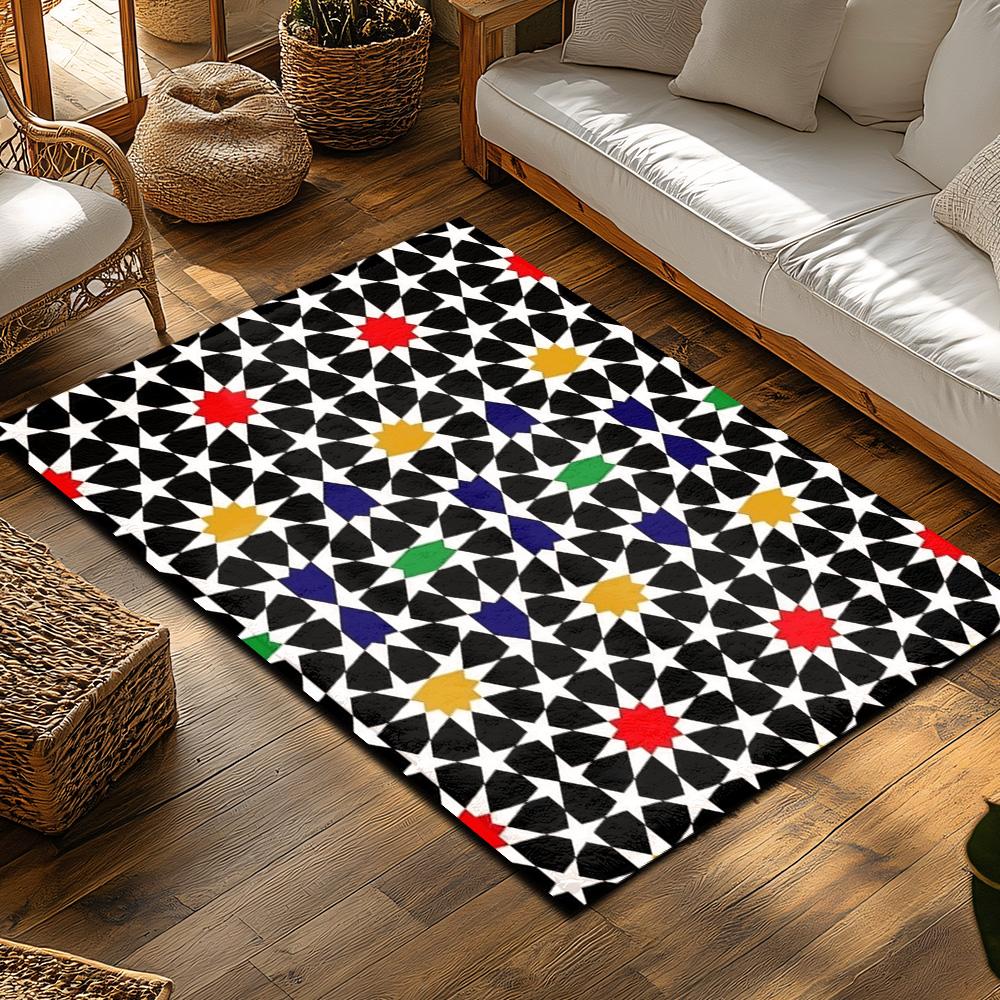 Geometric Pattern Floor Mat Washable Non Slip Area Rug Modern Home Decor Indoor Outdoor Welcome Doormat Stylish Entrance Rug Con